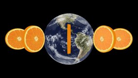 Looping Orange Slices rotation around the world