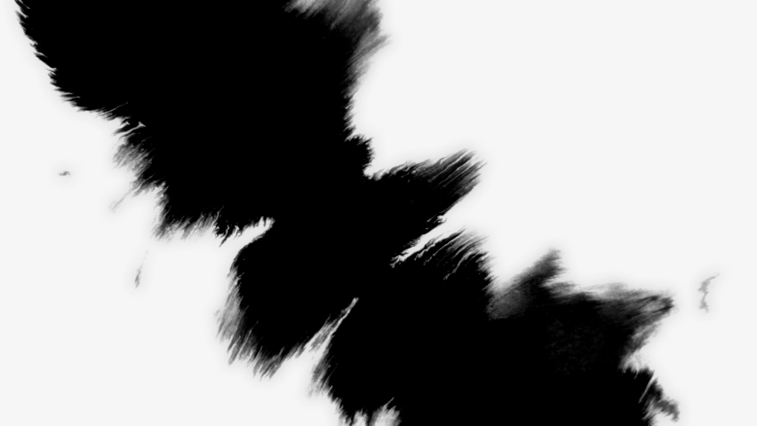 Black ink abstract drops on white background. transition effect