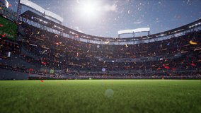 empty stadium arena celebration a victory by strewn with confetti with animated fans crowd in the sunny day lights - Powered by Shutterstock - Get 15% off with code: PIKWIZARD15