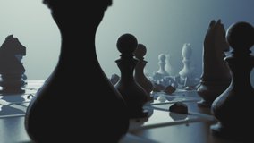Destruction of chess figures series. Slow motion exploding figures and pawns. Symbolic illustration of total war, disagreement, disaster and failure. - Powered by Shutterstock - Get 15% off with code: PIKWIZARD15