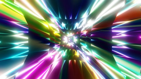 Multicolored neon glowing spark motion graphic. Looped animation. Abstract seamless VJ neon HD background.