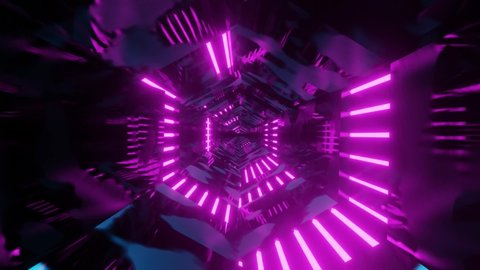 Futuristic technology abstract neon seamless VJ background. Sci-fi tunnel loop.