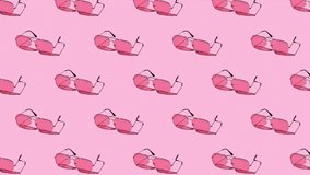 seamless looping animation of a pattern with pink sunglasses on a bright background. hard shadows from the sun at noon. leisure, travel and entertainment concept with copy space - Powered by Shutterstock - Get 15% off with code: PIKWIZARD15