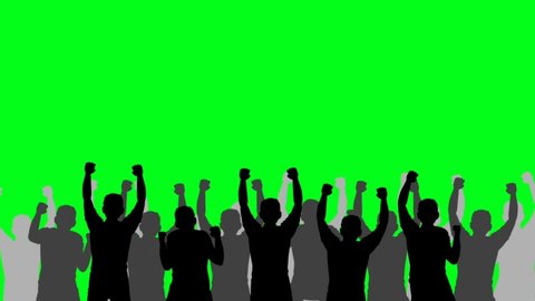 Green Screen : Animation
Silhouette of cheering ball fans. Chroma Key. Big Crowd of People Having Fun, Cheering, Applauding, Jumping and Celebrating at Sport Event, Concert, Festival, Party. Back View