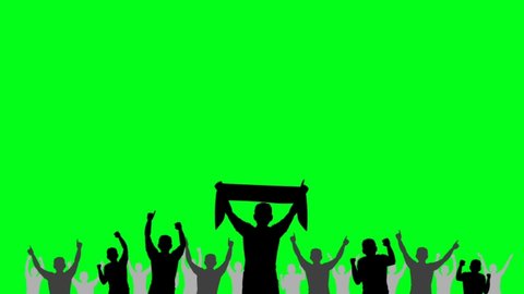 Green Screen : Animation
 Chroma Key. Big Crowd of People Having Fun, Cheering, Applauding, Jumping and Celebrating at Sport Event,  Back View. Chroma Key, Black Screen, Silhouette White on Black. Sil