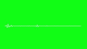 Silent video of sound waves heart line with green background easy to remove