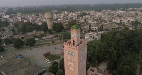 Kapurthala, Punjab - 11-12-2019 : Aerial Drone shot of Moorish mosque in Punjab,kapurthala. Moorish Mosque in Punjab inspired by mosque in Morocco. Religious place for Muslims.