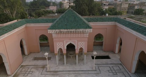 Kapurthala, Punjab - 11-12-2019 : Aerial Drone shot of Moorish mosque in Punjab,kapurthala. Moorish Mosque in Punjab inspired by mosque in Morocco. Religious place for Muslims.