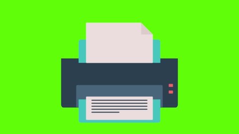 A vector design of a fax device on a green screen background for chroma keying