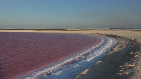 Pink Lagoon in Las Coloradas. Yucatan, Mexico