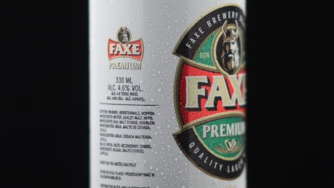 LVIV, UKRAINE - October 13, 2021: Faxe Danish beer