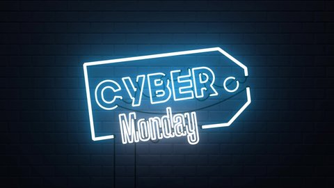 Cyber Monday sale neon sign banner background for promo videos. Concept of sale and clearance. Cyber Monday sale video.