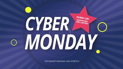 Cyber Monday intro is a motion graphics video, suitable for presenting big sales in your online store. Cyber Monday sale video.