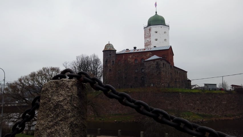 old Vyborg castle on an autumn day