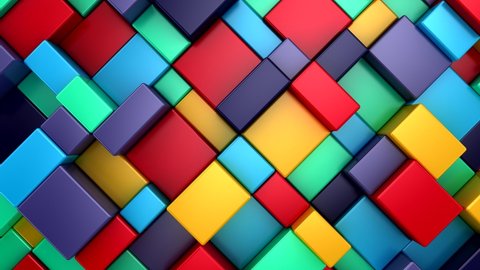 Background of Animated Cubes. Abstract motion, loop, 3d rendering, 4k resolution

