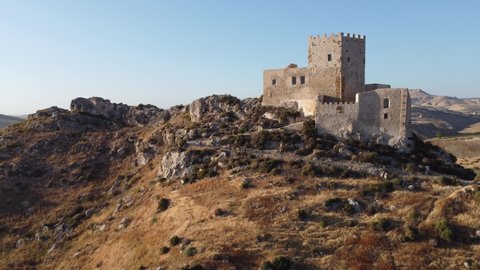 4K Drone Footage of Montechiaro Castle (Castello di Montechiaro), Agrigento Province, Sicily, Italy