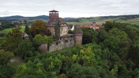 German Castle of Trendelburg (AD 1303) Medieval Fortress from Brother Grimm with Rapunzel Tower in Middle Germany, Hesse