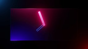 Timelapse of minimalism neon clock going in cycles. Abstract retro futurism style 3d animation - Powered by Shutterstock - Get 15% off with code: PIKWIZARD15