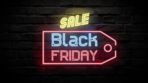 
Sale Black Friday neon sign banner. Concept for promo video.