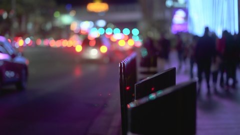 Las Vegas streets with soft blurry background at night