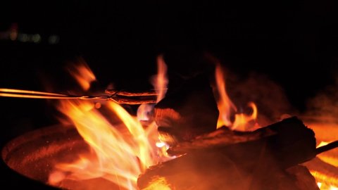 4K Video of Making Smores over a Campfire