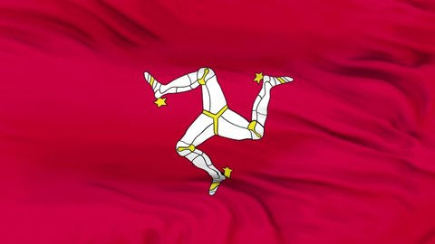 Isle of Man flag is waving 3D animation. Isle of Man  flag waving in the wind. National flag of Isle of Man . flag seamless loop animation