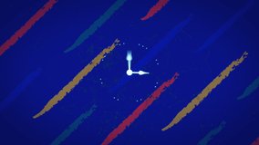 Animation of scanner with clock face processing over blue background with stripes. communication network and digital interface technology concept digitally generated video. - Powered by Shutterstock - Get 15% off with code: PIKWIZARD15