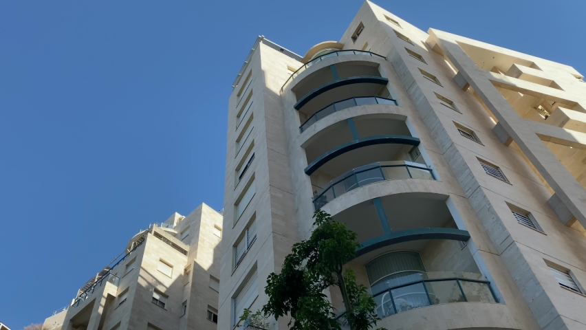 Tel Aviv , Israel . New Ramat Aviv- southern architecture of the 21st century. 4K