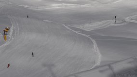 Skier on a ski slope in winter 
