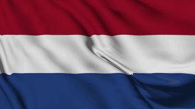 4K Ultra Hd 3840x2160. A beautiful view of  flag video. Holland flag wave. 3D flag waving video animation. Netherlands flag animation.