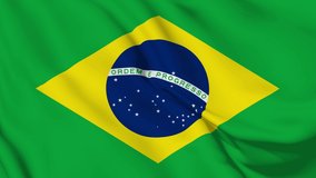 4K Ultra Hd 3840x2160. A beautiful view of Brazil flag video. 3D flag waving seamless loop video animation.