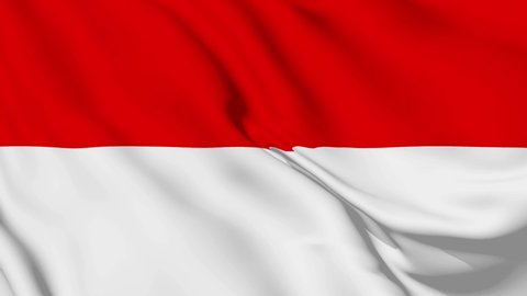 4K Ultra Hd 3840x2160. A beautiful view of Indonesia flag video. 3D flag waving seamless loop video animation.