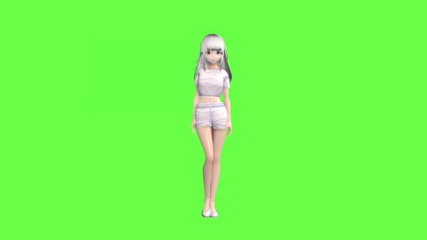sexy anime dancer on green screen