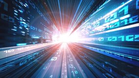 Loopable video of digital data flow on road in concept of program coding with graphic creating vision of fast speed transfer to show digital transformation , disruptive innovation . Seamless Loop . - Powered by Shutterstock - Get 15% off with code: PIKWIZARD15