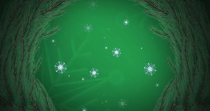 Animation of snow falling over christmas wreath. christmas, winter, tradition and celebration concept digitally generated video.