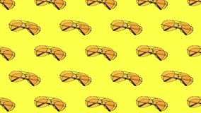 seamless looping animation of a pattern with yellow sunglasses on a bright background. hard shadows from the sun at noon. leisure, travel and entertainment concept with copy space - Powered by Shutterstock - Get 15% off with code: PIKWIZARD15