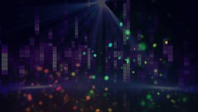 Animation of colourful spots of light over dancing crowd. celebration, party, music and event concept digitally generated video.