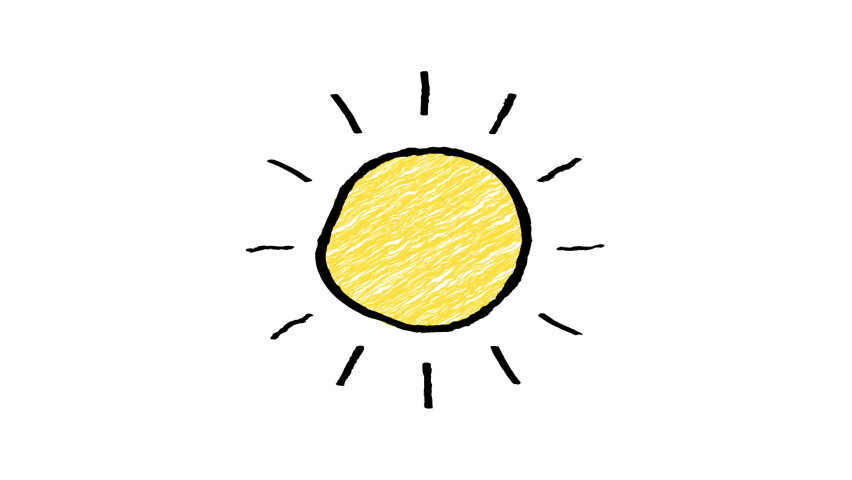 Hand drawn sun animation. jittery effect.Wiggly Stop Motion animation.2D transition - position in and out - Powered by Shutterstock - Get 15% off with code: PIKWIZARD15