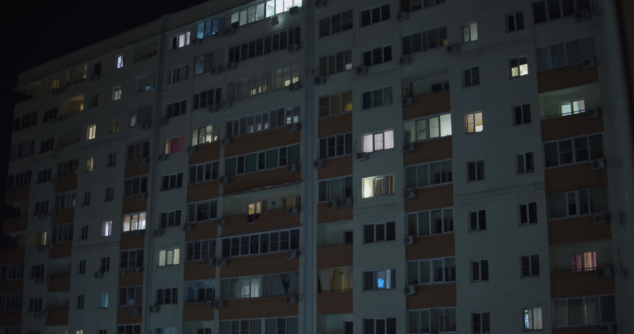 Blackout in the evening in a multi-storey building. Royalty-Free Stock Footage #1082312065