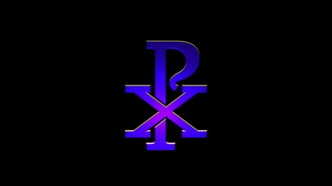 Chi Rho Icon Animation with alpha channel. Purple Icon on black background. Orthodox Christian Icon