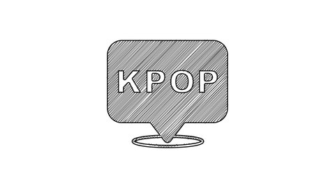 Blackline K-pop icon isolated on white background. Korean popular music style. 4K Video motion graphic animation.
