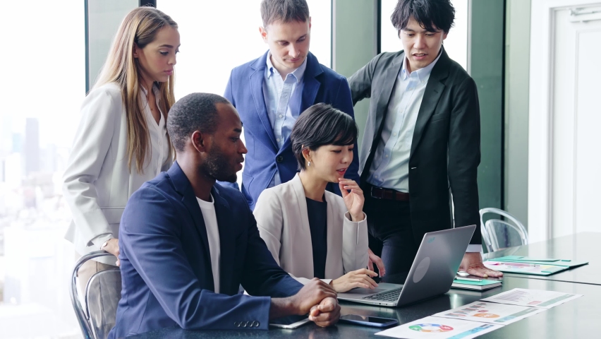 Group of multi racial people meeting in the office. Global business. Teamwork of business. Diversity. | Shutterstock HD Video #1082335801