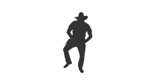 Silhouette of a man dancing in cowboy hat, Full HD footage with alpha channel