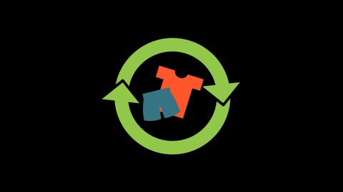 Animated Recycle cloth designed in flat icon style, recycle and reuse concept icon