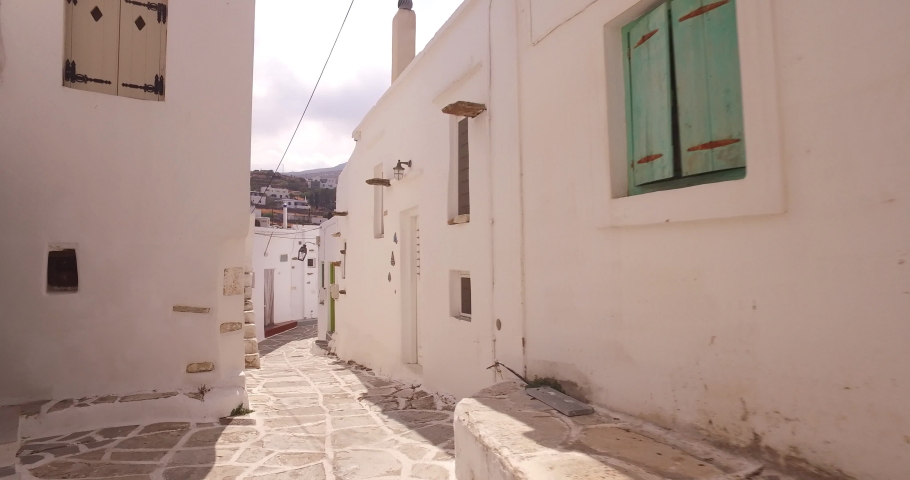 Narrow alleys in Lefkes village in Paros island