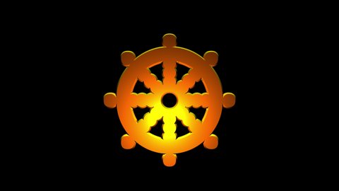 Buddhist wheel of life icon. 4k Animation with alpha channel