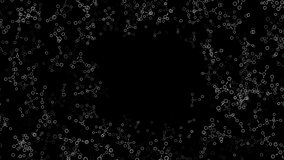 Abstract white schematic chemical formulas creating a ring on a black background, seamless loop. Animation. Concept of science and medicine. - Powered by Shutterstock - Get 15% off with code: PIKWIZARD15