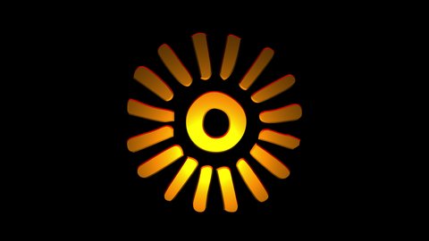 Tribal Sunshine Icon Animation. Golden icon on black background with alpha channel.