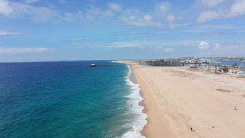 drone aerial view over Newport Beach in Orange County, California, on summer sunny day