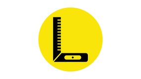 Black Corner ruler icon isolated on white background. Setsquare, angle ruler, carpentry, measuring utensil, scale. 4K Video motion graphic animation. - Powered by Shutterstock - Get 15% off with code: PIKWIZARD15